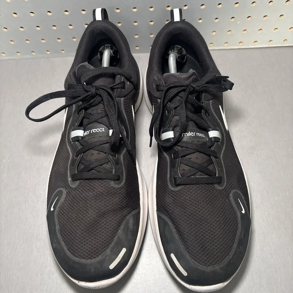 Nike React Miler Running Shoes Mens Size 14 Black White Sneakers CW1777-003